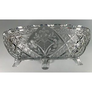 Vintage Oval Footed Bowl w/Intricate Design and Details,  Brilliant Cut